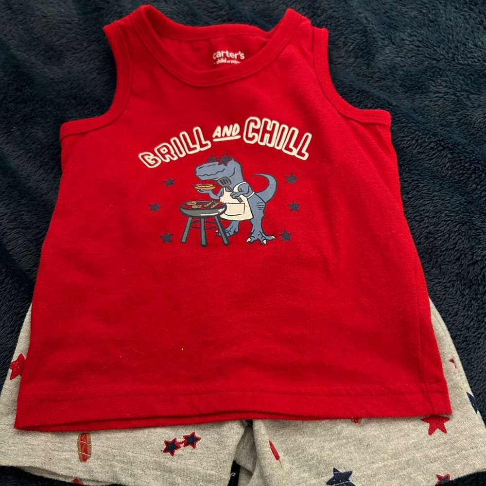 Carter's Red Dinosaur Tank Top and Shorts for Kids